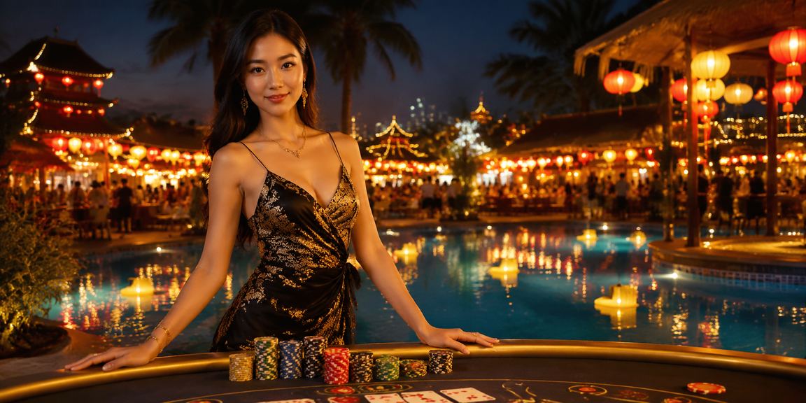 Không khí chơi bài tại chợ đêm Hà Nội về ban đêm với ánh đèn lung linh