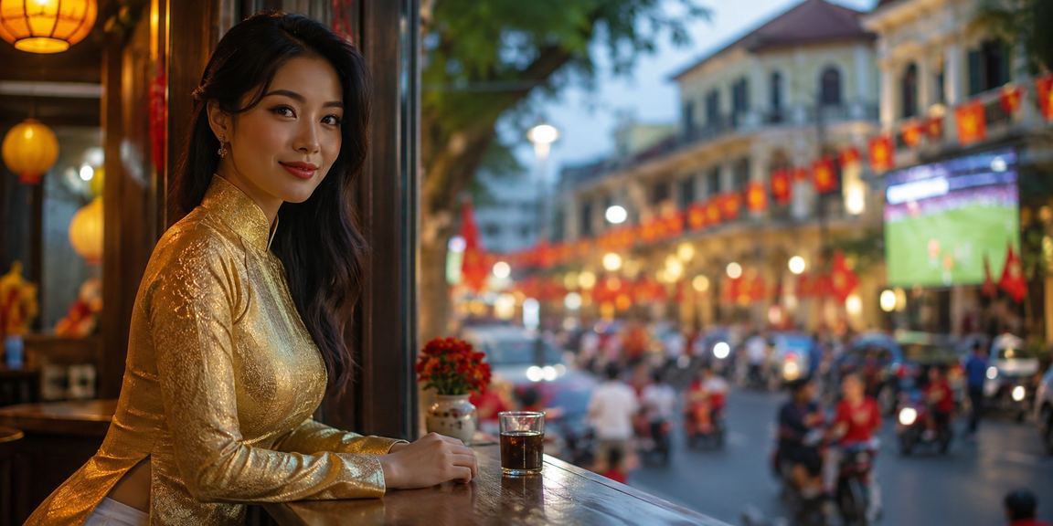 Người hâm mộ bóng đá Hà Nội trong trang phục áo dài theo dõi trận đấu và đặt cược