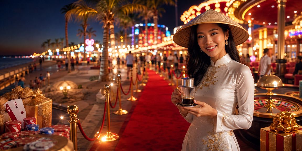 Khung cảnh giải trí casino và cà phê tại Mũi Né Việt Nam